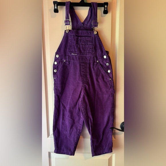 Vintage 1990s Squeeze Jeans Purple Kids One Piece Overalls Size 5 - Picture 1 of 12